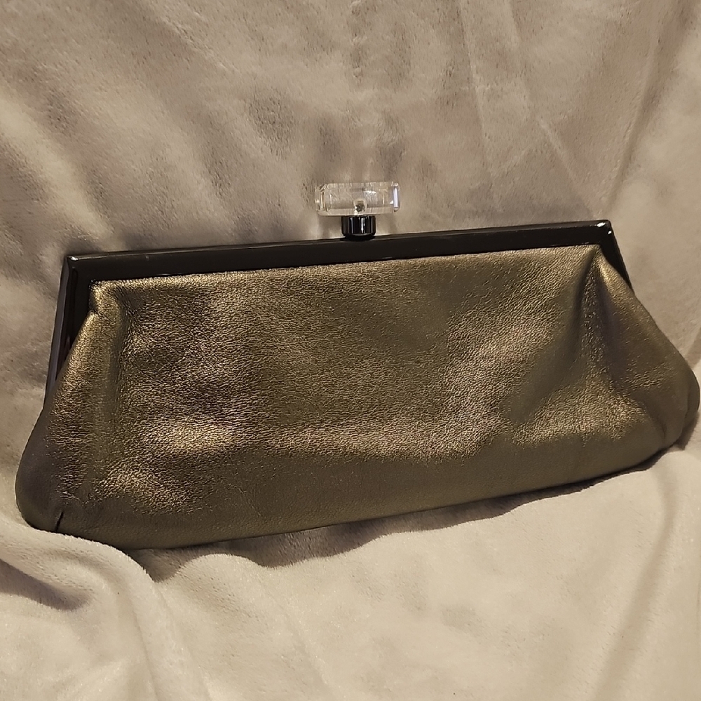 Lord and Taylor metallic leather mini clutch bag very good condition